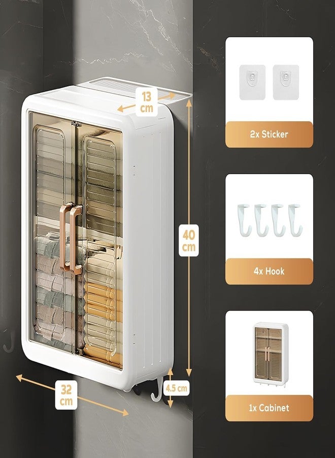 XBEY No Drill Self-Adhesive Wall Mounted Kitchen/Bathroom Storage Cabinet | Space Saving Kitchen Organizer Shelf | Compact Storage for Essentials | Modern Design (Bathroom Storage Cabinet) - Image 2